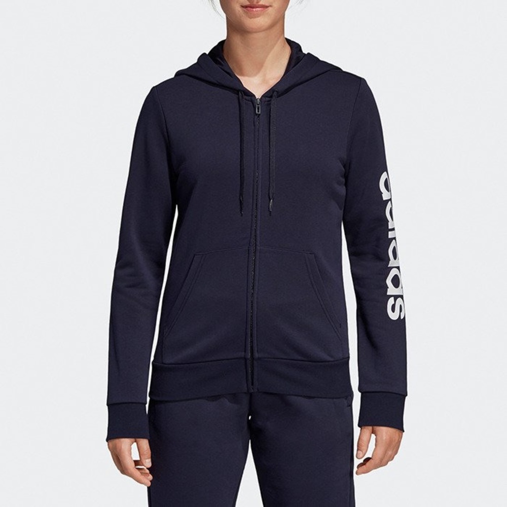 Adidas Linear Full Zip Hoodie Jacket - Navy - Small